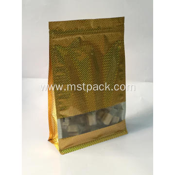 Golden Flat Bottom Bag With Clear Window